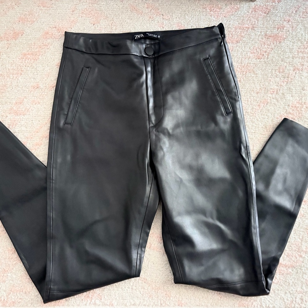 Black Faux Leather Pants